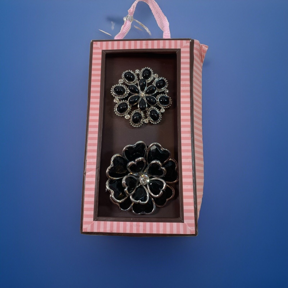 Swarovski Hair Ties accessories‎ ~ Black, And Silver ~ Set Of 2
